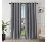 Joydeco Cortinas Opacas 2 Piezas, Cortinas Dormitorio con Ojales Anti Luz Cortina Termica Aislantes Frio y Calor para Salon Curtains Blackout(Gris Claro,2x140x260cm)