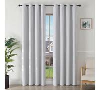 Joydeco Cortinas Opacas 2 Piezas, Cortinas Dormitorio con Ojales Anti Luz Cortina Termica Aislantes Frio y Calor para Salon Curtains Blackout(Gris Blanco,2x132x210cm)