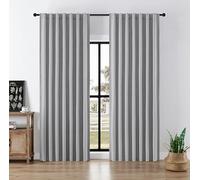 Joydeco Cortinas Opacas de Lino sintético para Dormitorio, 100% Opacas, Color Gris Claro, Cortinas de Ventana con Aislamiento térmico sólido, decoración de Lujo para Sala de Estar (52 Pulgadas de
