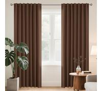 Joydeco Cortinas Opacas Modernas 2 Piezas 140x200cm, Juego de Cortinas Termicas Aislantes Frio y Calor Paras Dos Puertas Ventanas de Balcón, 85% Blackout Curtains con Trabillas Ocultas - Marrón