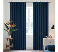 Joydeco Cortinas Opacas Modernas 2 Piezas 140x225cm, Juego de Cortinas Termicas Aislantes Frio y Calor Paras Dos Puertas Ventanas de Balcón, 85% Blackout Curtains con Trabillas Ocultas - Azul Marino
