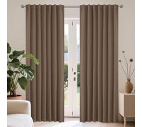 Joydeco Cortinas Opacas Modernas 2 Piezas 140x260cm, Juego de Cortinas Termicas Aislantes Frio y Calor Paras Dos Puertas Ventanas de Balcón, 85% Blackout Curtains con Trabillas Ocultas - Caqui