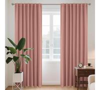 Joydeco Cortinas opacas rosas de 140 x 259 cm de caída, 2 paneles, pestaña trasera y bolsillo para barra, 75% de bloqueo de luz, paneles de cortina con aislamiento térmico para oscurecer y decorar la