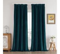 Joydeco Cortinas Salon 100% Opacas 2 Piezas An 132 x Al 260 cm Verde Azulado Terciopelo Aislamiento Térmico Cinta Fruncidora Cortina Dormitorio Suaves y Elegantes 330g/㎡