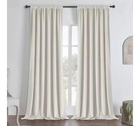 Joydeco Cortinas Salon 100% Opacas 2 Piezas An 140 x Al 260 cm Marfil Terciopelo Aislamiento Térmico Cinta Fruncidora Cortina Dormitorio Suaves y Elegantes 330g/㎡