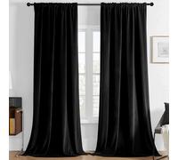 Joydeco Cortinas Salon de Terciopelo Térmicas 2 Piezas, Opacas y Aislantes, para Dormitorio Moderno (132x260cm, Negro)
