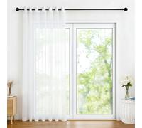 Joydeco Cortinas Salon Modernas 2 Piezas 140x122 cm, Cortinas Visillos Blancas Cortas Translucidas con Ojales para Ventana Salediza, Cocina