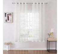 Joydeco Cortinas Salon Modernas 2 Piezas 140x175 cm, Cortinas Visillos Ventanas Blancas Translucidas con Ojales para Dormitorio Matrimonio Comedor