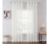 Joydeco Cortinas Salon Modernas 2 Piezas 140x215 cm, Cortinas Visillos Ventanas Blancas Translucidas con Ojales para Dormitorio Matrimonio Comedor