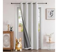 Joydeco Cortinas Termicas Aislantes Frio y Calor 1 Pieza 132x158cm Blacno para Ventana del Salon Dormitorio, 100% Cortina Opaca de Aspecto de Lino con Ojales para Protección de la Privacidad