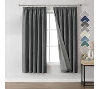 Joydeco Cortinas Térmicas Aislantes Frío y Calor 2 Piezas 132x160 cm, 100% Cortinas Dormitorio Salon Opacas Aspecto Lino con Cinta Fruncidora, Blackout Curtains para Riel de Techo, Gris Oscuro