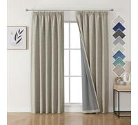 Joydeco Cortinas Térmicas Aislantes Frío y Calor 2 Piezas 167x229 cm, 100% Cortinas Dormitorio Salon Opacas Aspecto Lino con Cinta Fruncidora, Blackout Curtains para Riel de Techo, Colore de Lino