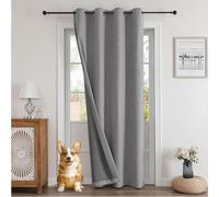 Joydeco Cortinas Termicas Aislantes Frio y Calor para Salon Dormitorio 1 Pieza 140x240cm Gris Claro, 100% Cortina Opaca de Aspecto de Lino con Ojales para Ventana Puerta Vestidor