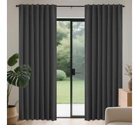 Joydeco Juego de 2 cortinas con trabillas ocultas, 240 x 140 cm, color gris oscuro, opacas, largas, protección contra el ruido, para dormitorio, salón