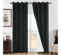 Joydeco Juego de 2 Paneles de Cortinas 100% Opacas de 84 Pulgadas de Largo, Cortinas Opacas para Ventanas de Dormitorio de 84 Pulgadas de Largo, Cortinas Negras para Sala de Estar con Aislamiento