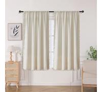 Joydeco Juego de 2 Paneles de Cortinas Bohemias Beige de 63 Pulgadas de Largo, Cortinas Bohemias Color Crema para Dormitorio, Sala de Estar, Cortinas rústicas semitransparentes con Bolsillo para