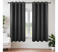 Joydeco - Juego de 2 Paneles de Cortinas Opacas, Cortinas largas con Aislamiento térmico, con Ojales, para Ventana de Sala de Estar o Dormitorio, 132 x 160 cm, Gris Oscuro