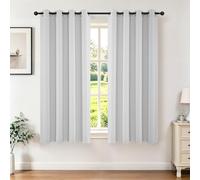 Joydeco - Juego de 2 Paneles de Cortinas Opacas, Cortinas largas con Aislamiento térmico, con Ojales, para Ventana de Sala de Estar o Dormitorio, 132 x 183 cm, Blanco grisáceo