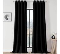 Joydeco Juego de 2 paneles de cortinas opacas de 120 pulgadas de largo, 2 cortinas largas con aislamiento térmico burg, cortinas navideñas para sala de estar, dormitorio (negro, 52 pulgadas de ancho x