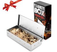 Joyeee Caja para Ahumar de Acero Inoxidable, Smoker Box para Barbacoas de Gas, Carbón y Leña (22,2 x 9,6 x 4,4cm)
