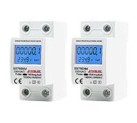 JOYELEC 2 Piezas Contador de Energía Digital Monofásico, 230V 10 (60) A 50/60Hz, Medidor de Consumo Eléctrico Riel DIN con Pantalla LCD, Medición de Corriente Eléctrica