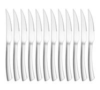 Joyfair Juego de 12 cuchillos de carne de acero inoxidable con filo ondulado, 23 cm, cuchillo de mesa para casa/restaurante/hotel, pulido brillante y apto para lavavajillas