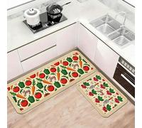 Joyful - Tapetes de cocina para piso, diseño vintage de vegetales, suaves, acolchados con resortes, cómodos, lavables, para fregaderos de cocina, lavadero, baño, 2 unidades