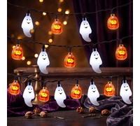 JOYIN Calabaza y Fantasma Luces de Cadena LED para Decoración de Halloween con Pilas, 6m de largo, 30 LED, color cálido/frío (naranja/blanco)