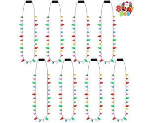 JOYIN Collares de bombilla LED de Navidad de 17.7 pulgadas, collar de Navidad con 26 cuentas de bombilla y 8 cuentas iluminadas con 3 modos de iluminación, collares iluminados para Navidad, Año Nuevo