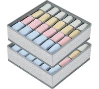 joyoldelf 2 Paquetes Textil organizadores cajón divisores, 24 Celdas Plegable Ropa Interior Cajas de Almacenamiento para almacenar Calcetines, Bufandas, Sujetador