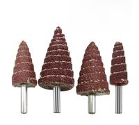 JoyousMall Juego de 5 cabezales de lijado, cono cónico, pulido cónico con rueda de solapa de mango para madera, plástico y metal