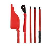 JoyousMall Juego de herramientas retráctiles de limpieza de canalones, 5 piezas de plástico para extracción de hojas, con rastrillo de pala para mantenimiento de drenaje de techo de aleros, color rojo