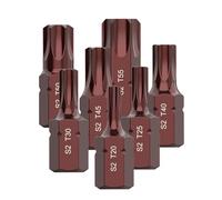 JoyousMall T20/T25/T30/T40/T45/T50/T55 para puntas de destornillador torx, 30 mm de longitud con vástago hexagonal de 10 mm, broca de metal de alta dureza resistente al desgaste para juego de llaves