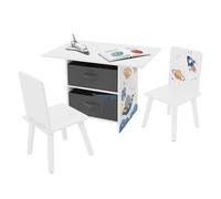 Joyz Juego de 3 Piezas de Madera con Mesa y 2 Sillas para Niños Mueble con Espacio de Almacenamiento Escritorio de Pintura con Espacio de Almacenamiento Grupo de Asientos para Sala de Juegos