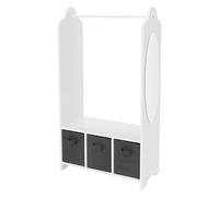 Joyz Perchero Infantil con Estante 63x30x115 cm Blanco Mueble en Pie con 3 Compartimentos y Espejo Diseño Espacial Zapatero Práctico y Decorativo Ropero para Habitación de Niños y Bebé