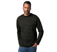 JP 1880 Camiseta de Manga Larga JP Aware, Rayas horizontales, algodón orgánico con certificación Gots, hasta la Talla 8 XL Negro 8XL 830827100-8XL