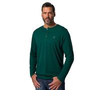 JP 1880 Camisetas Henley para Hombre, Verde de la Selva, 4XL