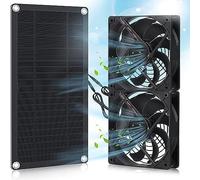 Jrameoy Ventilador de Escape Solar, Kit de Ventilador de Escape Doble Solar de 10 W, Plug and Play, Adecuado para gallinero, Invernadero, cobertizo, casa de Mascotas y Ventanas