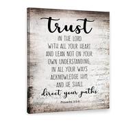 JRBJWYVV Bible Scripture Wall Decor Proverbs 3:5-6 Trust In The Lord With All Your Heart Christian for Home Room Office Church(Framed,08x12inch(20x30cm))