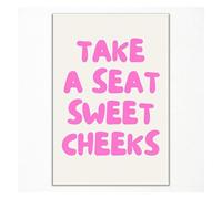 JRBJWYVV Sweet Cheeks Wall-Art Take A Seat Funny Bathroom Poster Retro Aesthetic for Home Decor(Unframed,08x12inch(20x30cm))