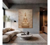 JRISEMECY Sin Marco Cuadros Modernos Oro Estatua Del Trono Loto Fantasía Cuadro Decorativos Lienzo Pintura Imágenes Nube Flotante Estilo Zen Laminas Decorativas Pared Salon Dormitorio Comedor 60X80Cm