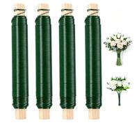 JRJRN Alambre para flores verde 0,65 mm - 4 rollos x 40 m alambre galvanizado, alambre flexible para atar plantas de jardín, alambre para corona de Adviento, flores