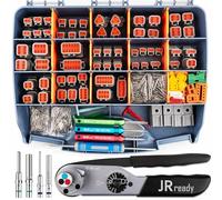 JRready ST6437 - Kit de conectores Deutsch, conectores DT DTM, 2, 3, 4, 6, 8, 12 pines con herramienta de crimpado estilo torreta, tamaño 16, 20 pines sólidos, calibre de alambre 14-22 AWG, sellos