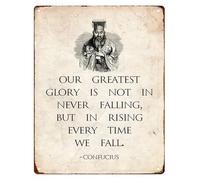 JRXFXEKW Confucius Quote Metal Sign Our Greatest Glory Saying Motivational Retro Art for Office Library Study Room 8 X 12 in