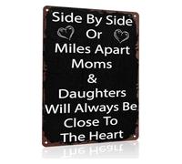 JRXFXEKW Inspirational Family Sign Moms Daughters Close To The Heart Funny Aluminum Sign for Home Wall Decor 8 X 12 in