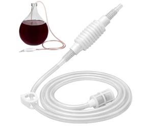 JRYXDS 1 Pieza Sifón de Cerveza en Silicona Alimenticia con Filtro de Acero Inoxidable y Pinza Reguladora, Antidesbordante para Vino, Café y Zumos, Uso Doméstico, Blanco, Longitud 1.6 m