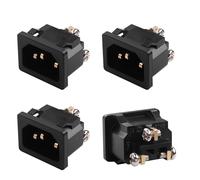 JSADZKJ Toma de corriente IEC C14 para montaje en panel 10A 250V CA | Conector de entrada de alimentación macho de 3 clavijas 10A 250V CA Para ordenador,monitor e impresora (paquete de4)