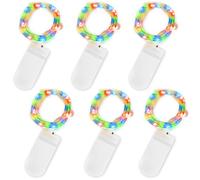 Jsdoin Cadena de Luces con Pilas, 20 LEDs 2M Alambre de Cobre Guirnaldas Luces Micro,Interior, Exterior, Boda, Fiesta de Navidad (Multicolor, 6 Piezas)