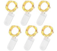 Jsdoin Cadena de Luces con Pilas, 20 LEDs 2M Alambre de Cobre Guirnaldas Luces Micro,Interior, Exterior, Boda, Fiesta de Navidad (Blanco cálido, 6 Piezas)