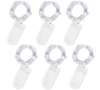 Jsdoin Cadena de Luces con Pilas, 20 LEDs 2M Alambre de Cobre Guirnaldas Luces Micro,Interior, Exterior, Boda, Fiesta de Navidad (Blanco frío, 6 Piezas)